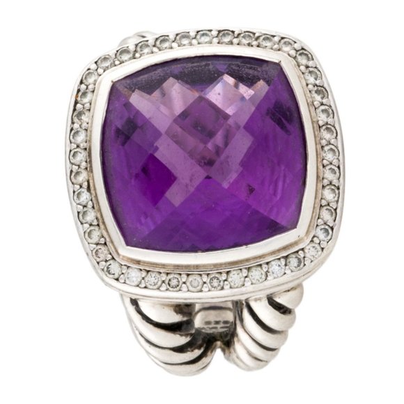 DAVID YURMAN DIAMOND & AMETHYST STERLING SILVER 925 ALBION COCKTAIL RING - Picture 4 of 7